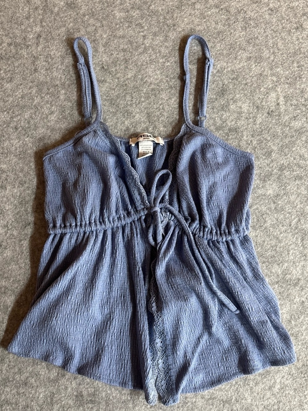 RSQ Dusty Blue Spaghetti Strap Tie-Front Camisole